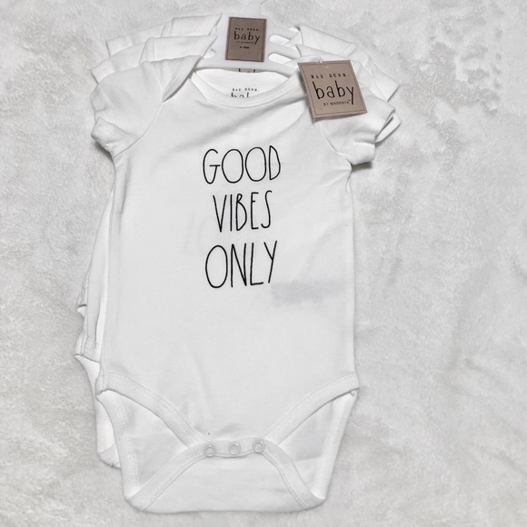 🆕Rae Dunn 3pk GOOD VIBES ONLY Bodysuits - Picture 2 of 4